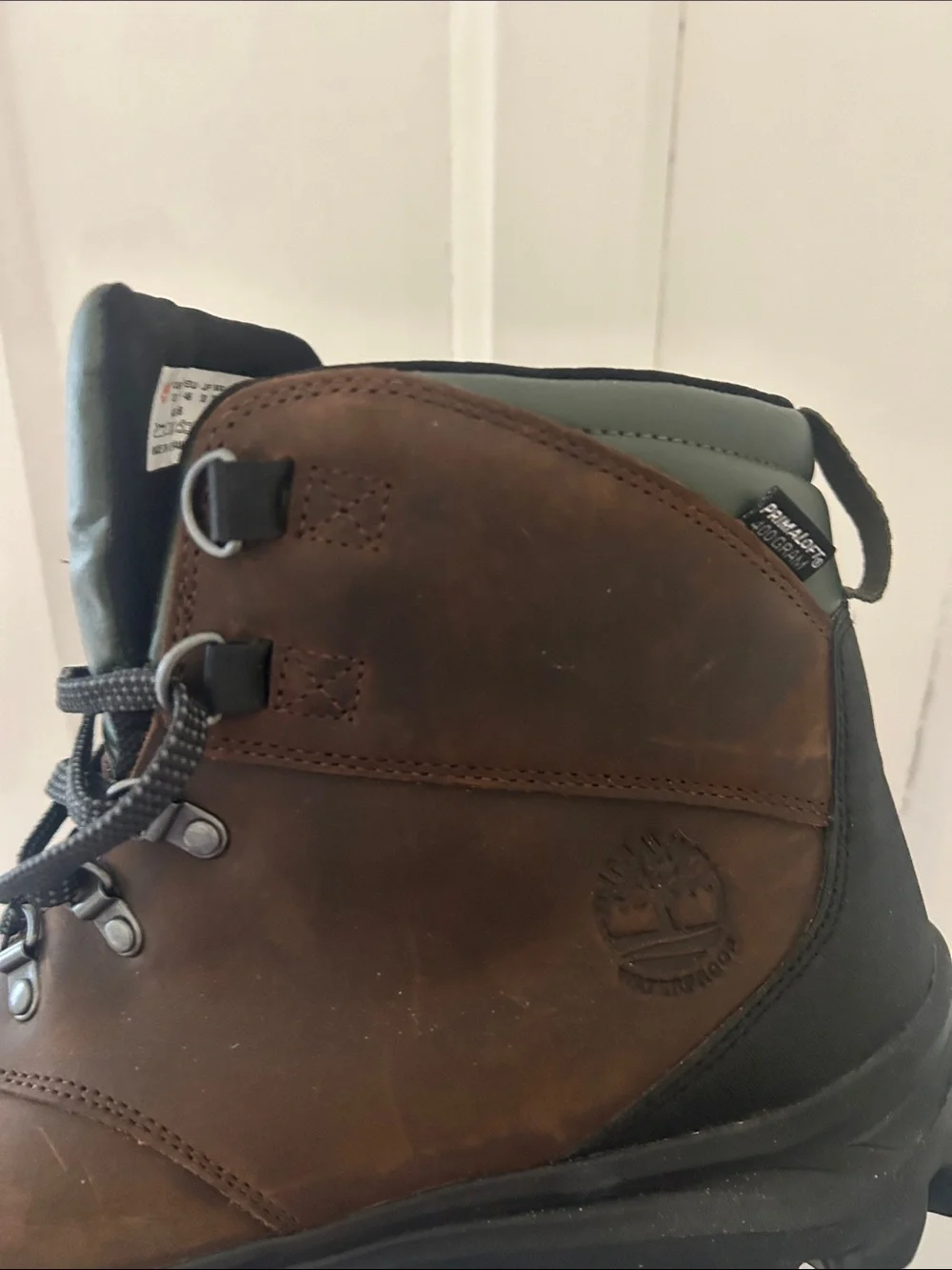 NWT Timberland Dark Brown Nubuck Boots with Olive Tongue